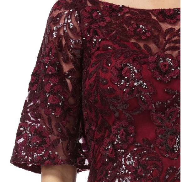 Carmen Marc Valvo Infusion V-Back Sequin Lace Cocktail Dress - Picture 6 of 10